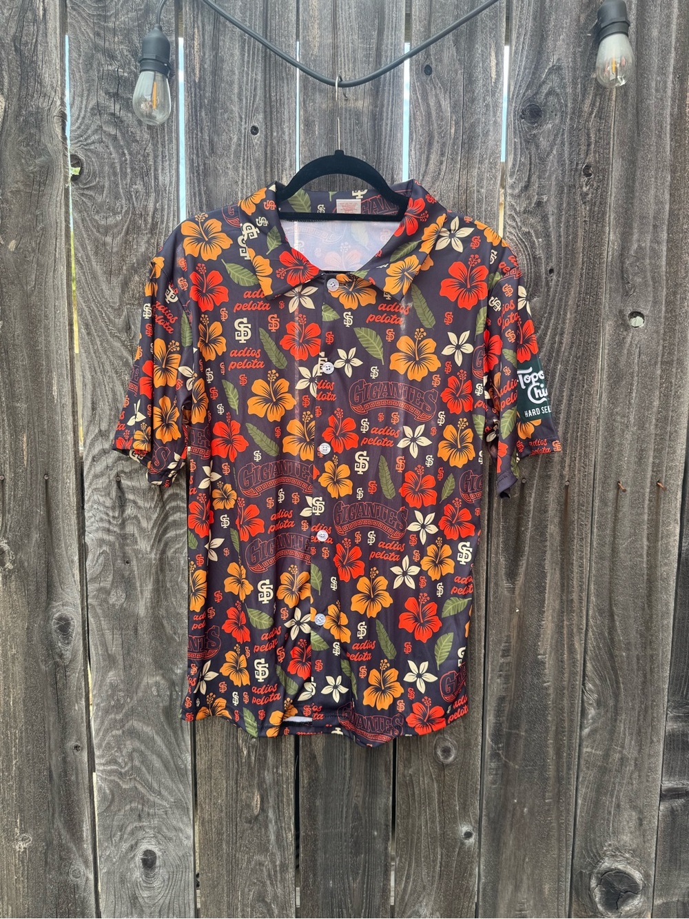 Unisex Giants Gigantes Floral Short-Sleeve Button Down Shirt - Hawaiian Print Md